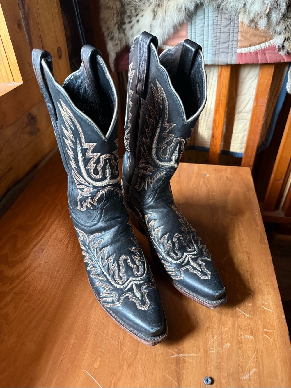 Women’s Lucchese Black Embroidered Western Cowboy Boots